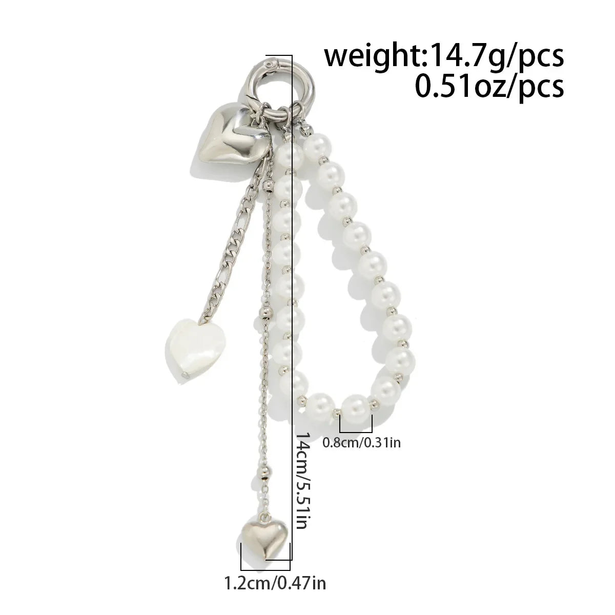 2025 New Pearl Beadeds Chain Keychain Ccb Peach Heart Bead Bag Chain Pendant Jewelry Accessories Daily Wear Keychain Gifts