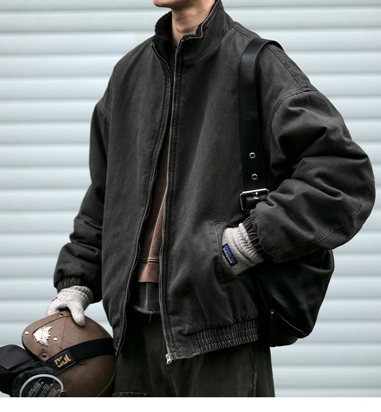 Japanese Vintage Polar Fleece Jacket Men Winter High Quality Thick Jacket Korean Streetwear Loose Couple Trendy Warm Coat Male