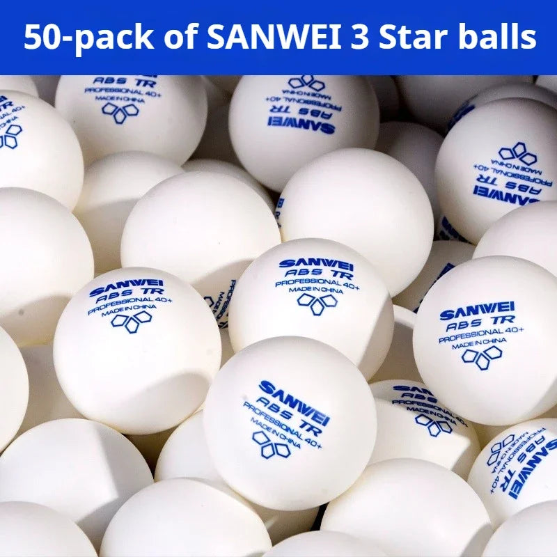 SANWEI TR 3 Star Table Tennis Balls 40+ ABS New Material with Seamed Durable Professional Ping Pong Balls for Training 50/100pcs