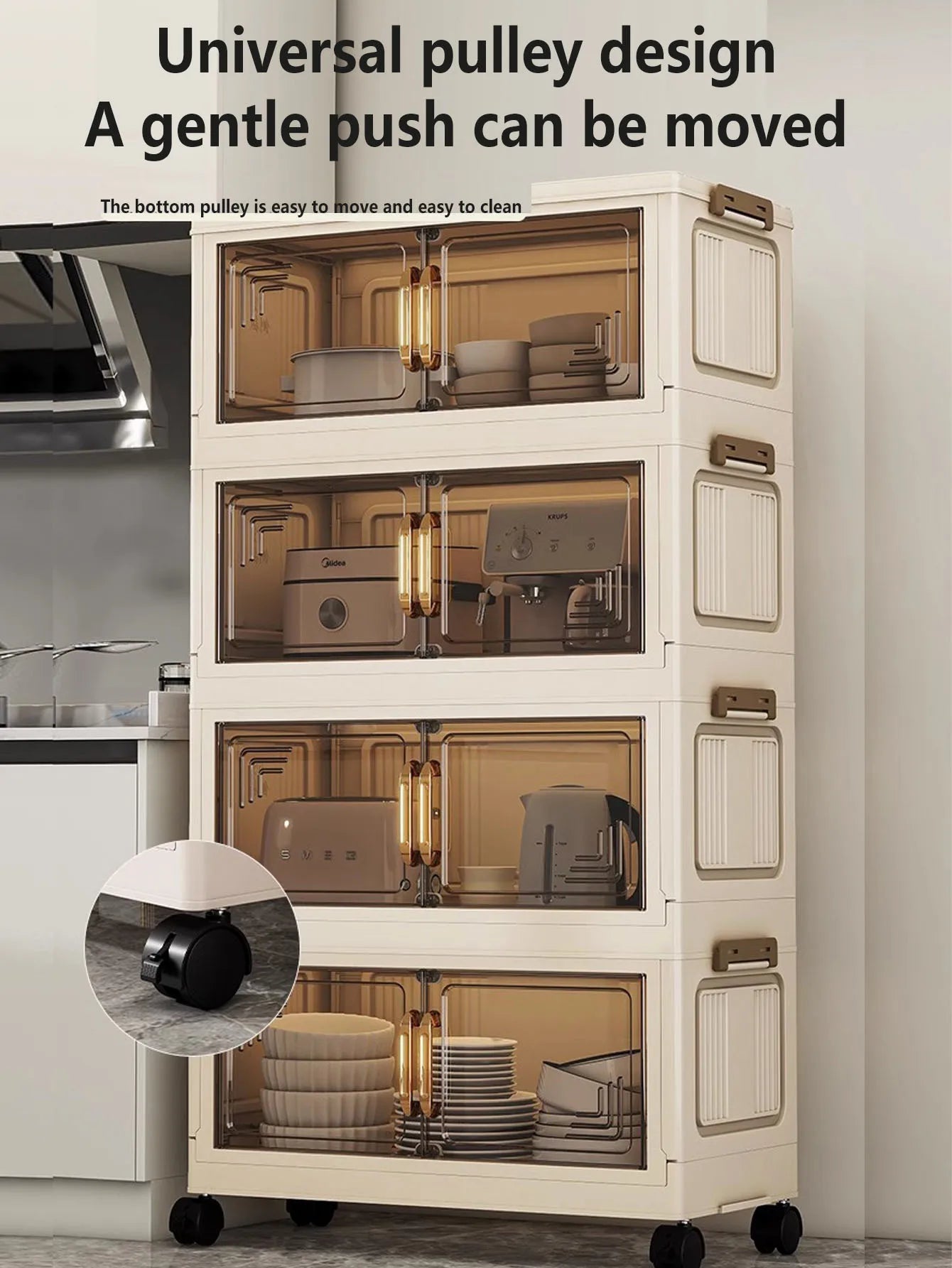 45/55/65cm Length Multifunction Folding Storage Cabinet Sundries Cabinet Large Capacity Dustproof Wardrobe Locker