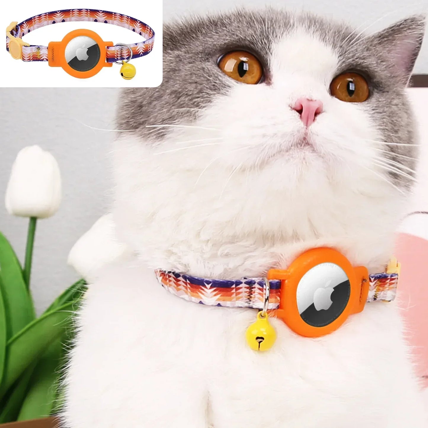 Pink Nylon Cat Collar With Bell For Tracking Device