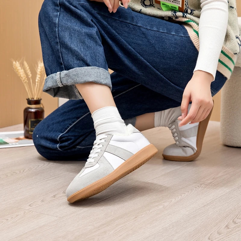 AIYUQI Women's Sneakers 2025 New Genuine Leather Ladies Moral Training Shoes Casual Spring Flat Shoes Women