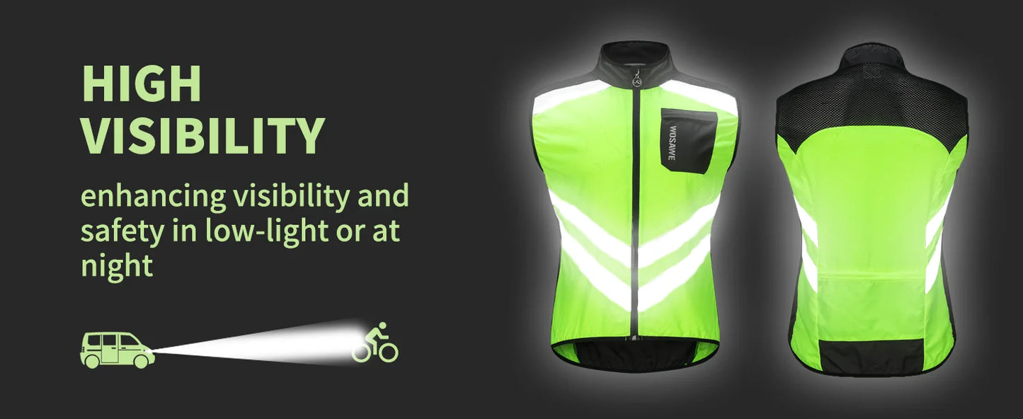 WOSAWE Men’s Cycling Windbreaker Jacket Waterproof Windproof Reflective Bike Coat Lightweight Outdoor Sports Apparel Portable