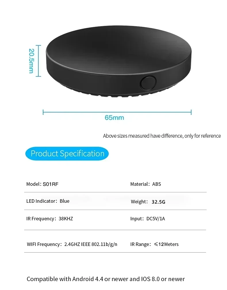 Tuya WiFi IR RF Remote Control 315 433 MHz Universal For All Air Conditioner TV LG Smart Life App Work with Alexa