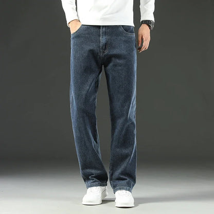 Men's Loose Straight Wide-Leg Jeans, Casual Business Style