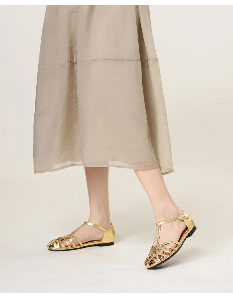 ZAROY Summer Cross Strap Flat Sandals Women Round Toe Ankle Buckle Hollow Casual Roman Sandalia Zapatos De Mujer сандали