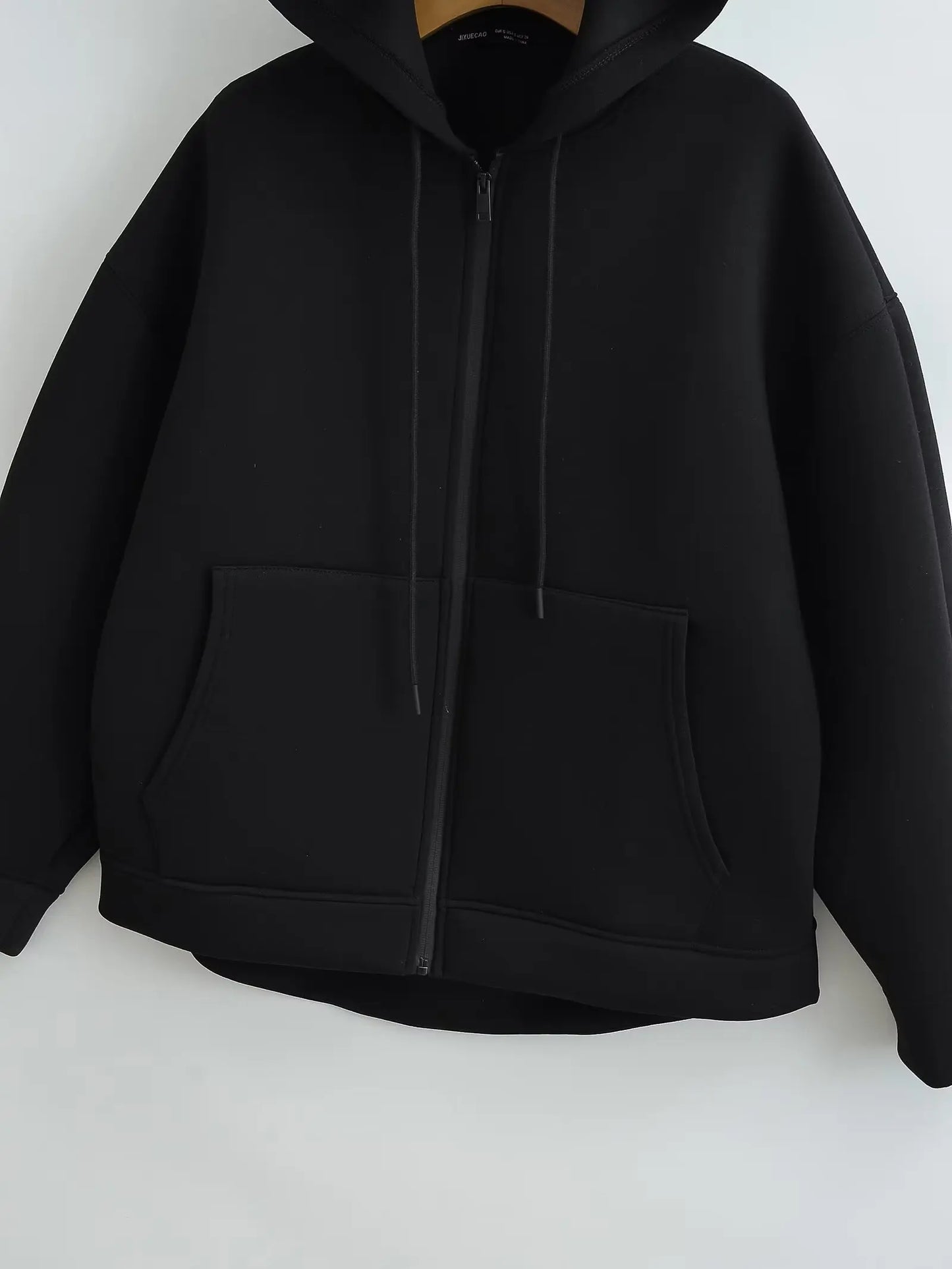 HH 2025 Casual Women's Soild Zipper Hoodie Long Sleeve Big Pocket Zipper Jacket With Hood Female Loose Outerwear Coat Tops