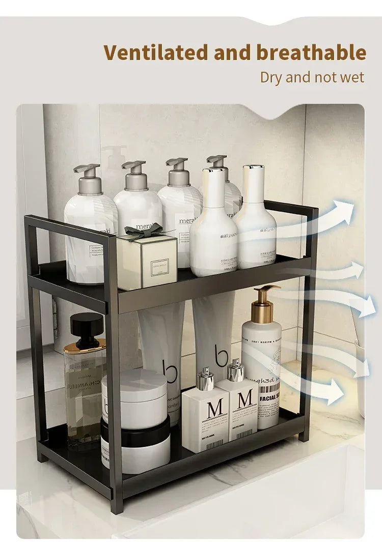 Dressing table, cosmetics organization rack, double-layer skin care stand, home and office countertop, bathroom rack