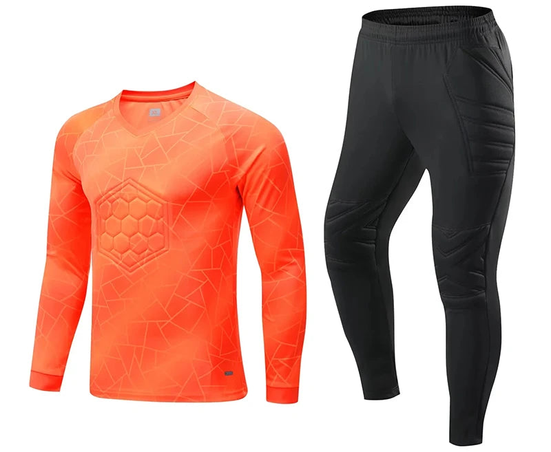 Men Kid 2024 Soccer Goalkeeper Uniform Protective Sponge Long Sleeve Football Training Goalkeeper Top Soccer Jersey Pants Custom