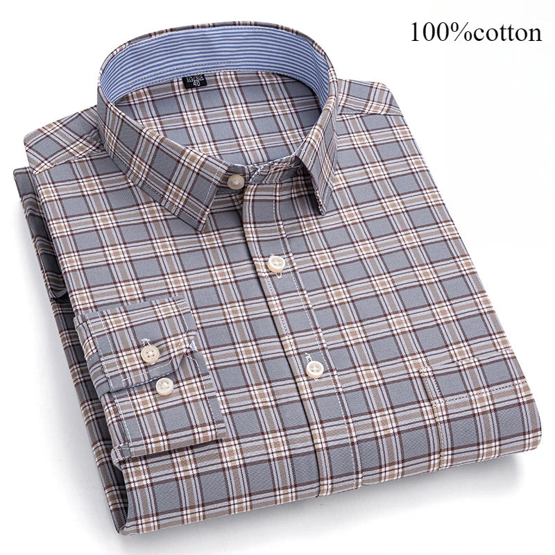 Fashion over size 7XL long-sleeve shirts for men 100%cotton Oxford slim fit plain shirt soft casual elegants designer clothes