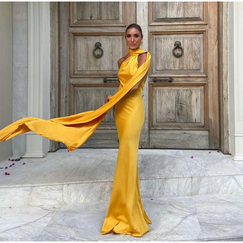 Sexy Satin Ribbon Party Dress Women Elegant Halter Backless Off Shoulder Sleeveless Female Dresses 2024 Summer Solid Robe Gown
