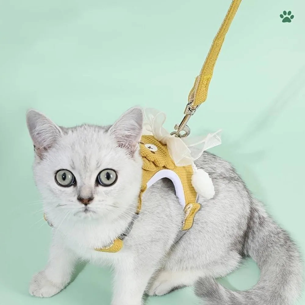 Adjustable Cat Dog Harness with Lead Leash Small Dogs Walking Puppy Dogs Collar Polyester Pet Accessories Chest