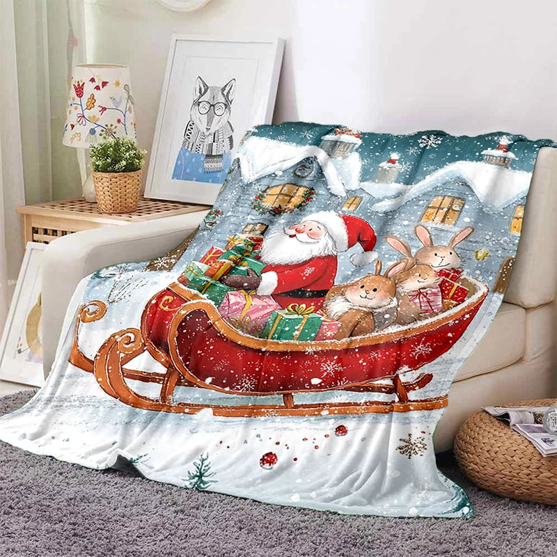 Cartoon Santa Claus Merry Christmas Snowman New Year Gift Soft Flannel Blanket for Beds Bedroom Sofa,Throw Blanket for Cover