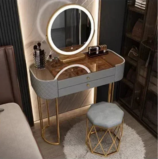 Makeup Luxury Dressing Table Mirror Led Light Salon White Dressing Table Storage Bedroom Comoda Pra Quarto Home Furniture