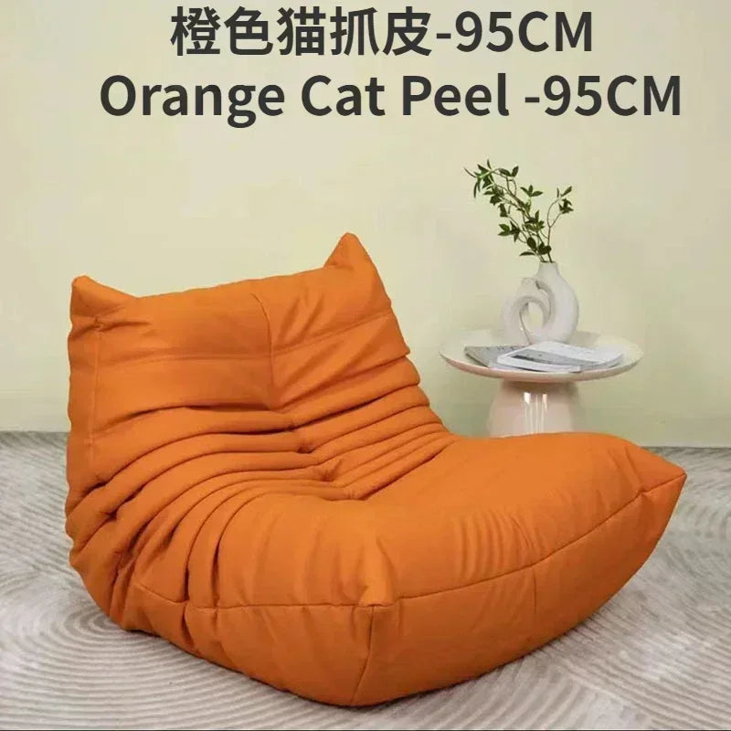 Single Casual Sofa Chair with Cat Scratch Leather Nordic Togo Lazy Caterpillar Sofa Bedroom Living Room Balcony Suede Sofa