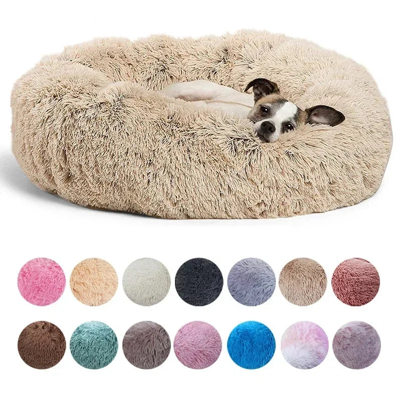 Round Plush Pet Bed – Super Soft Winter Sleeping Bed for Dogs and Cats (40–90cm)