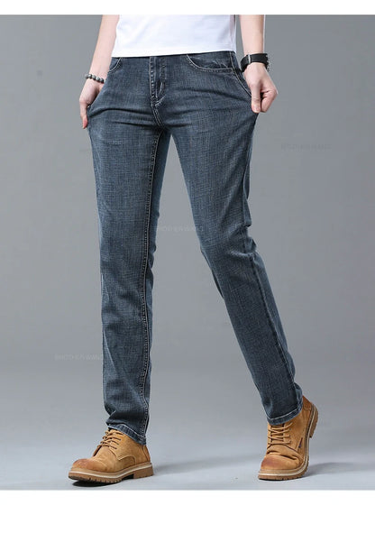 Men's Slim Jeans Denim Pants With Stretch Light Blue