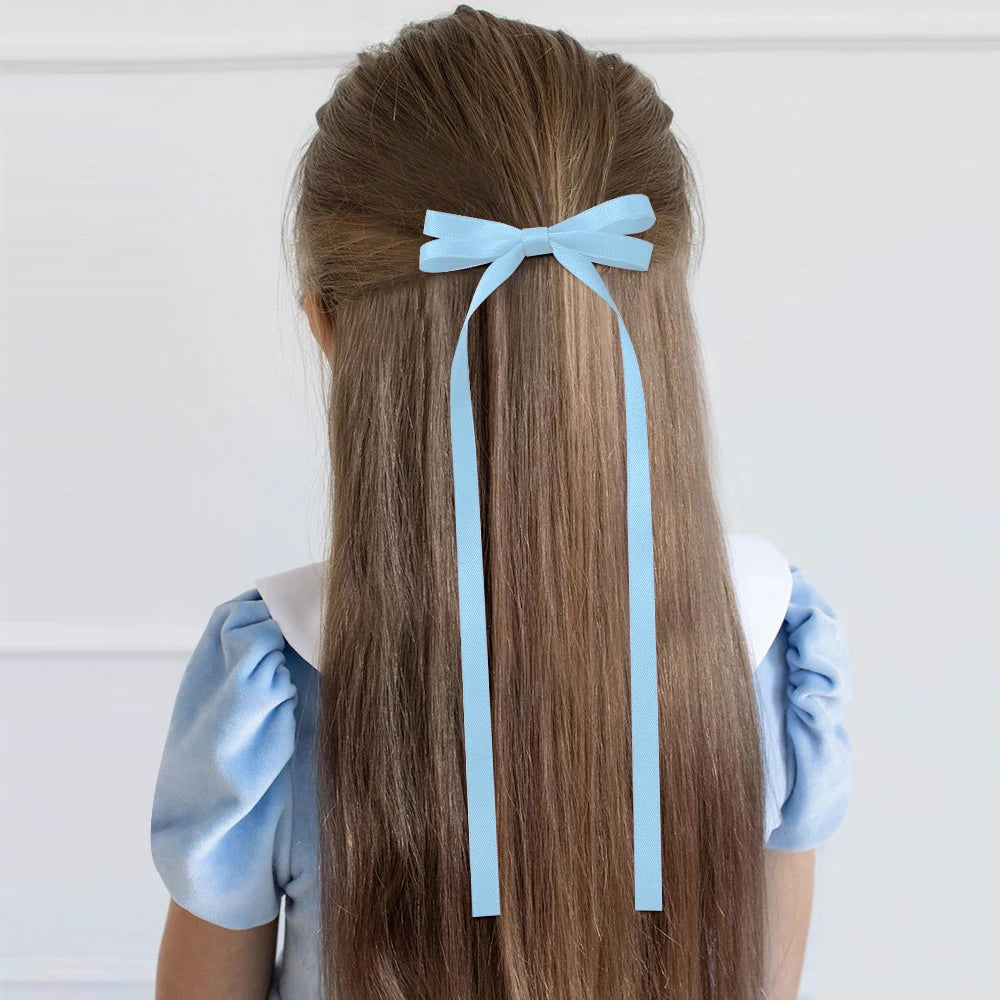 2pcs 2025 New Cute Ribbon Bow Headband Long Tassel Hair Clip Women's Hair Accessories Girls Party Headwear Side Clips Wholesale