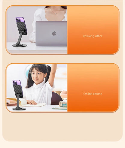 360 Degree Rotatable Metal Desk Phone and Tablet Holder Stand Universal