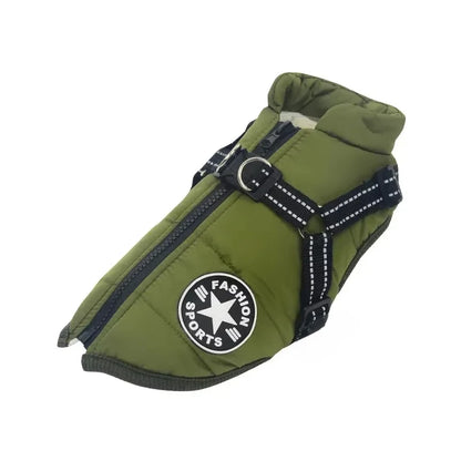 Winter Waterproof Dog Coat With Harness Cotton Inner Outer Layer For Dogs