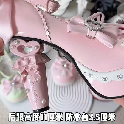 Women Leather High Heels Size 42 Red Rhinestone Alien Heel Japanese Cosplay