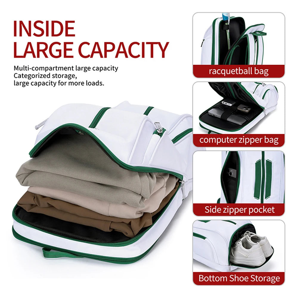 Multi-Use Beach Tennis Bag For Sport Convertible Padel Backpack With Shoe Compartment, Laptop Sleeve,Fence Hook