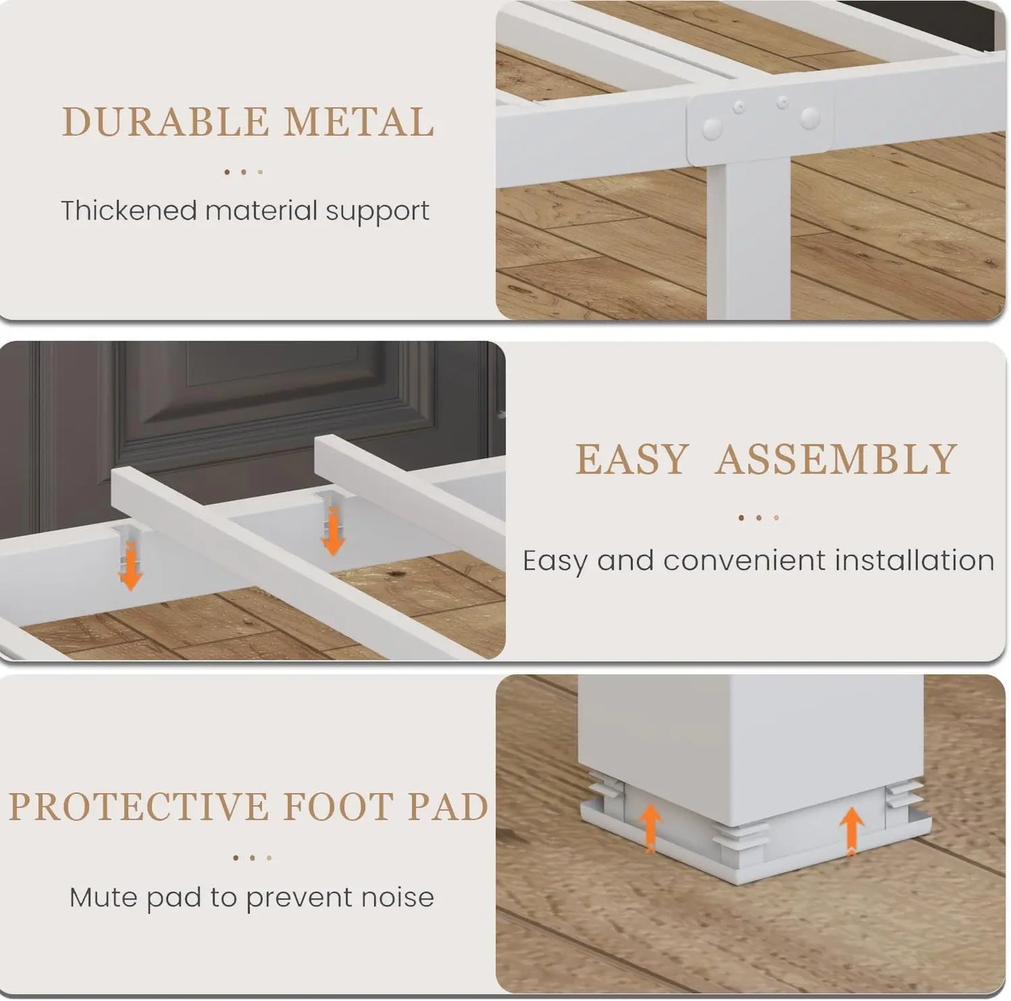 Twin Size Bed Frame with LED Lights & Charging Ports, Heavy Duty Metal Slats, Noise Free, Easy Assembly for Kids Room