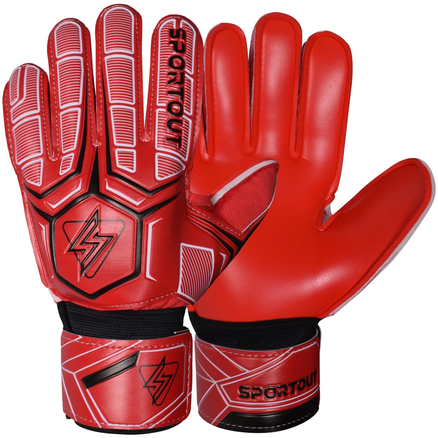 Sportout Goalie Gloves, Goalkeeper Gloves with Fingersave, Soccer Gloves, Breathable Soccer Goalie Gloves, 4mm Latex, for Kids