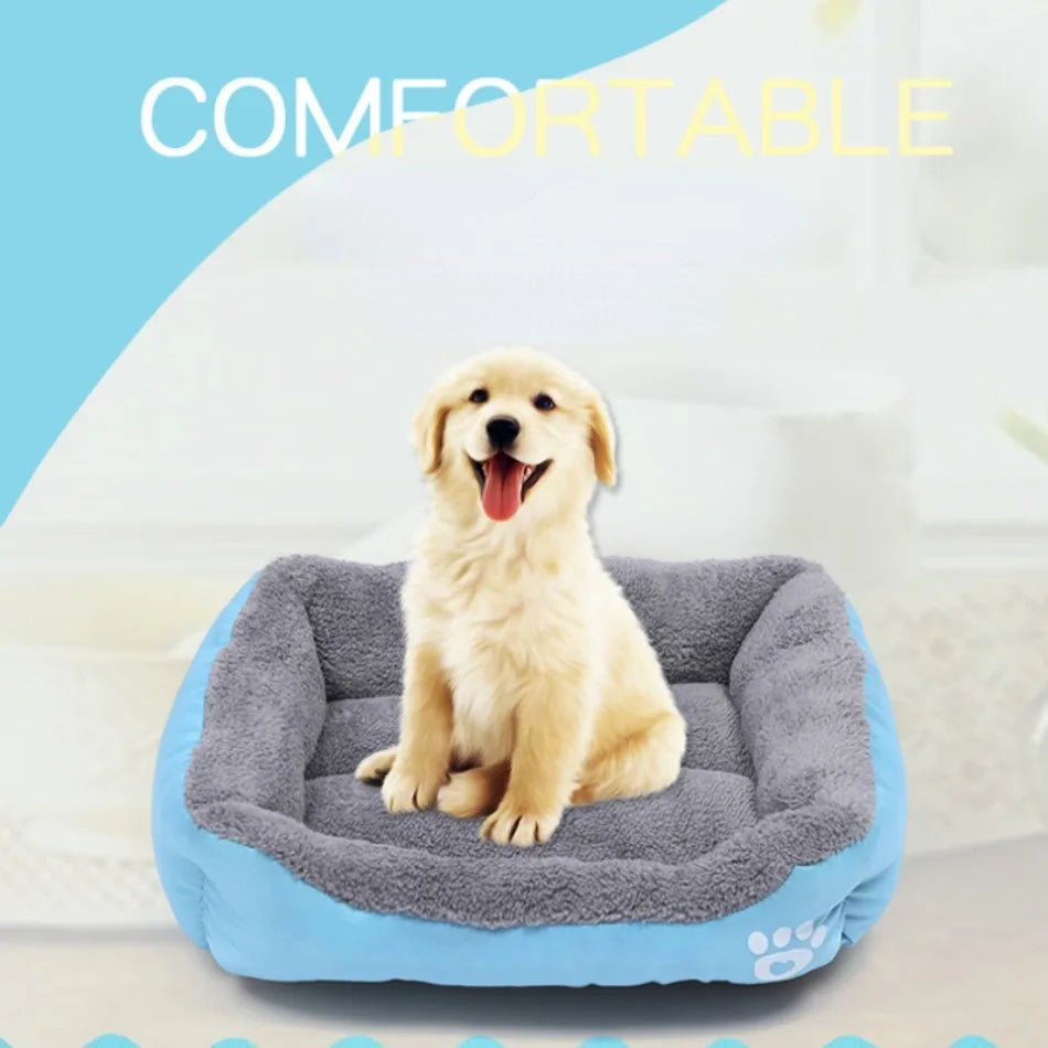 Large Square Dog Bed – Plush Cat Nest and Dog Sofa, All-Season Waterproof Mattress