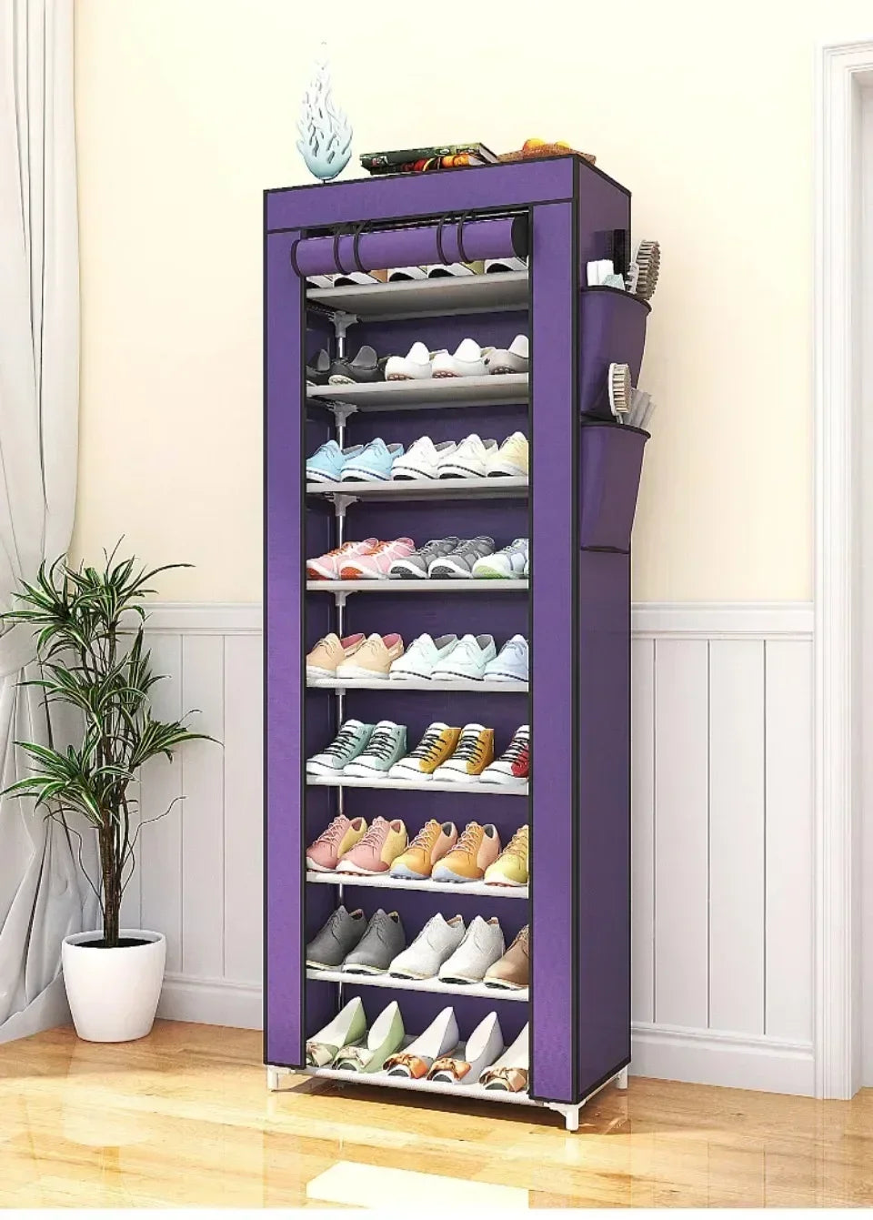 Dustproof Shoe Cabinet Economical Shoe Cabinet/simple Shoe Cabinet Entrance/space Saving Shoe Rack/storage Rack with Curtains