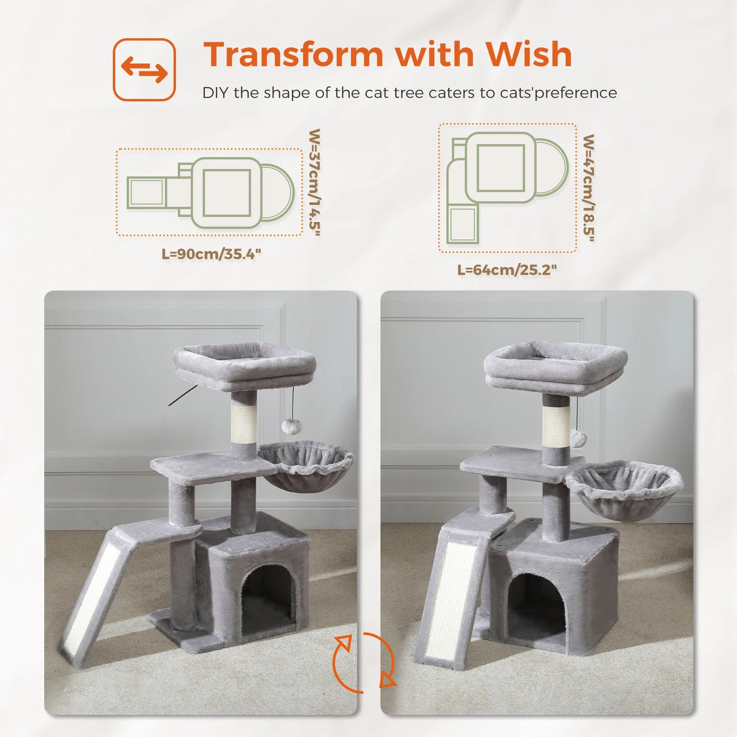 Indoor Cat Tree & Tower with Scratching Posts and Hammock – 2 Styles