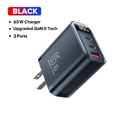 65W GaN USB C Charger With PD PPS QC4.0 Fast Charging