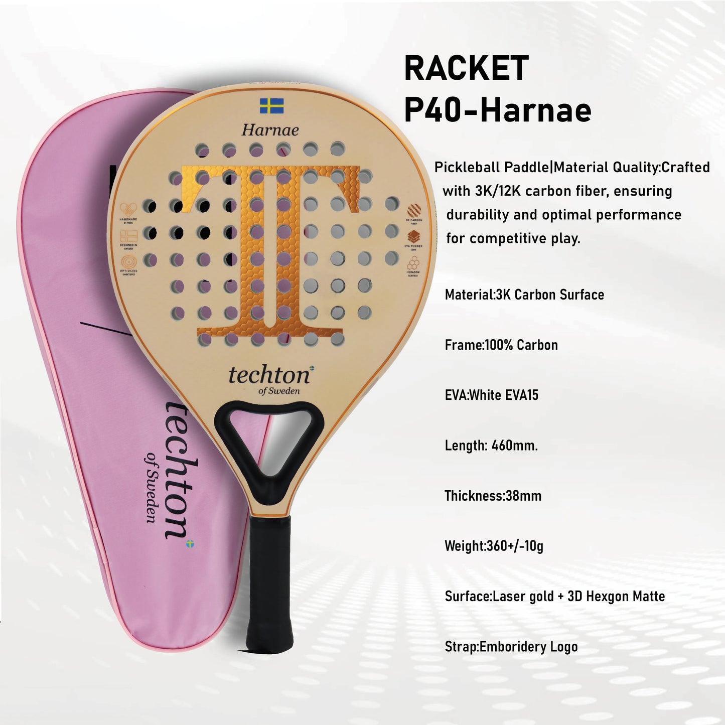 Pala Padel Raquetas de Tenis Racket Paddle Racquet EVA Soft 100%/3K/12K Carbon Fiber 3D Hexgon Paddle with Padel Bag Accessories