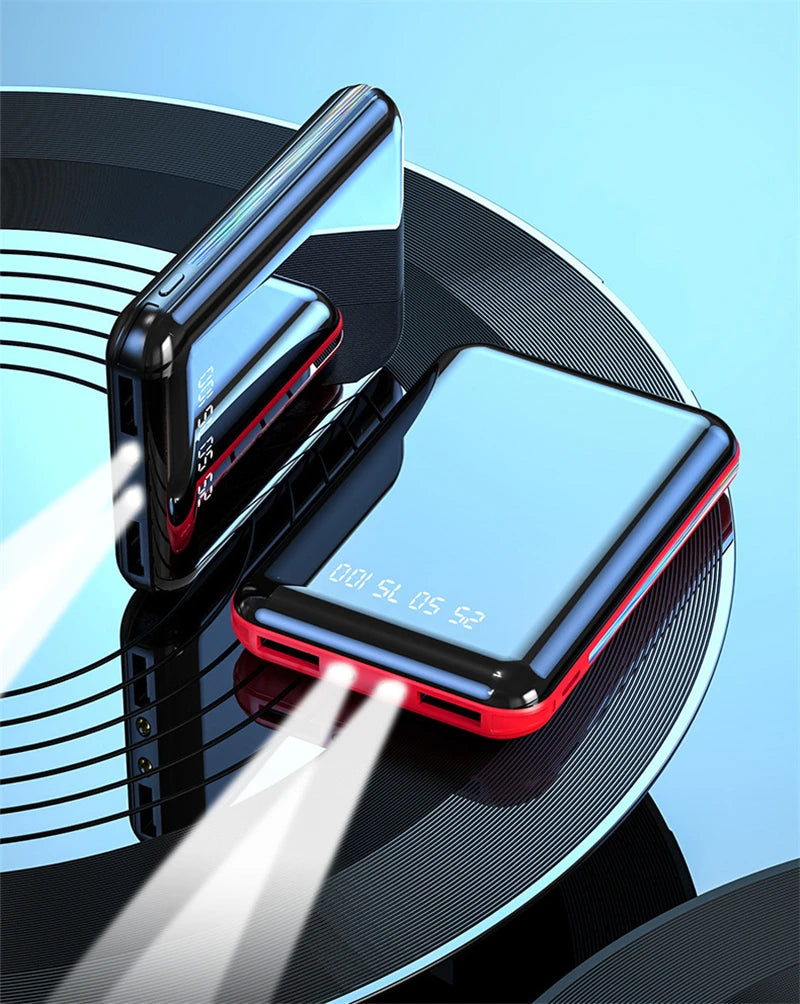 20000mAh Mini Power Bank Portable Charger Mirror Screen LED Digital Powerbank External Battery for iPhone Xiaomi Huawei Samsung