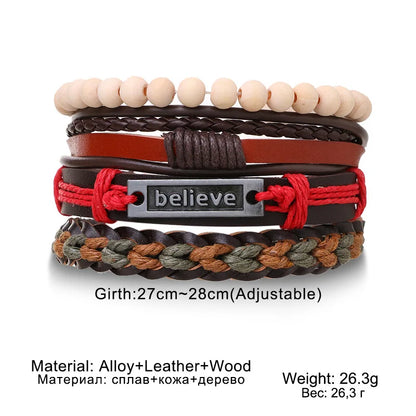 4-Piece Braided Wristband Set