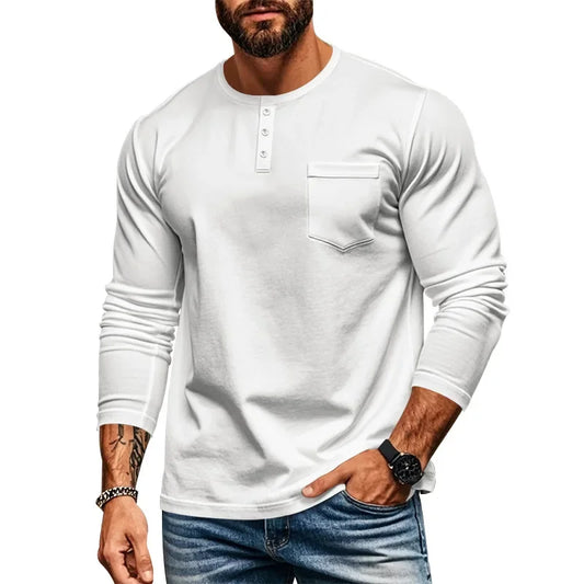 Men's Slim Fit Crew Neck Long Sleeve T-Shirt 2025 Autumn Winter Breathable Casual Bottom Shirt Top