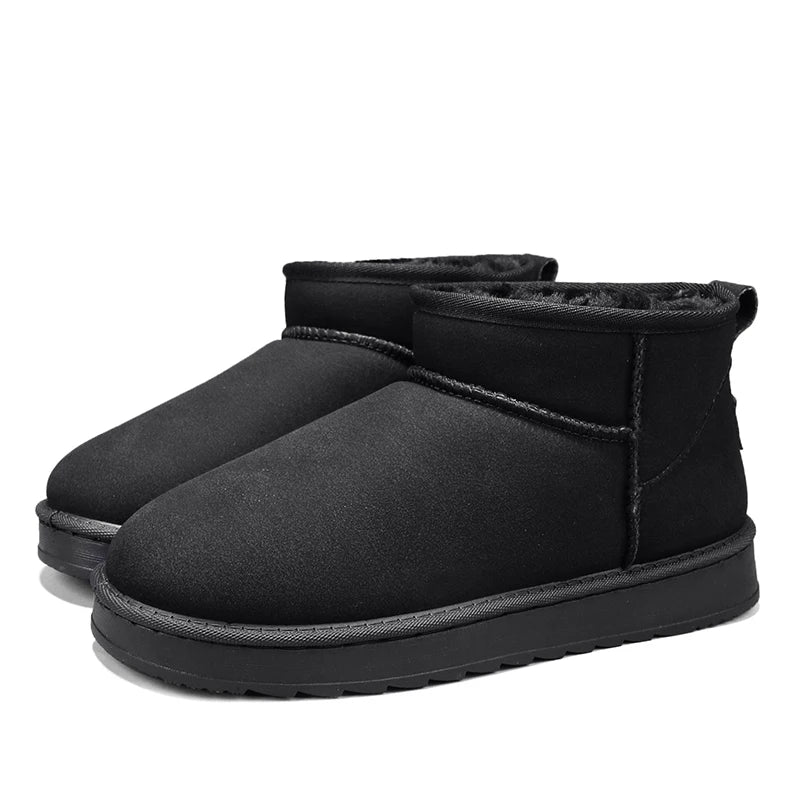 Men's Snow Boots Suede Leather Mid-Calf Slip-On 36-45
