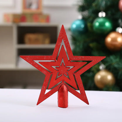 Christmas Tree Topper Star Pentagram Plated Plastic/Metallic Finish Ornament