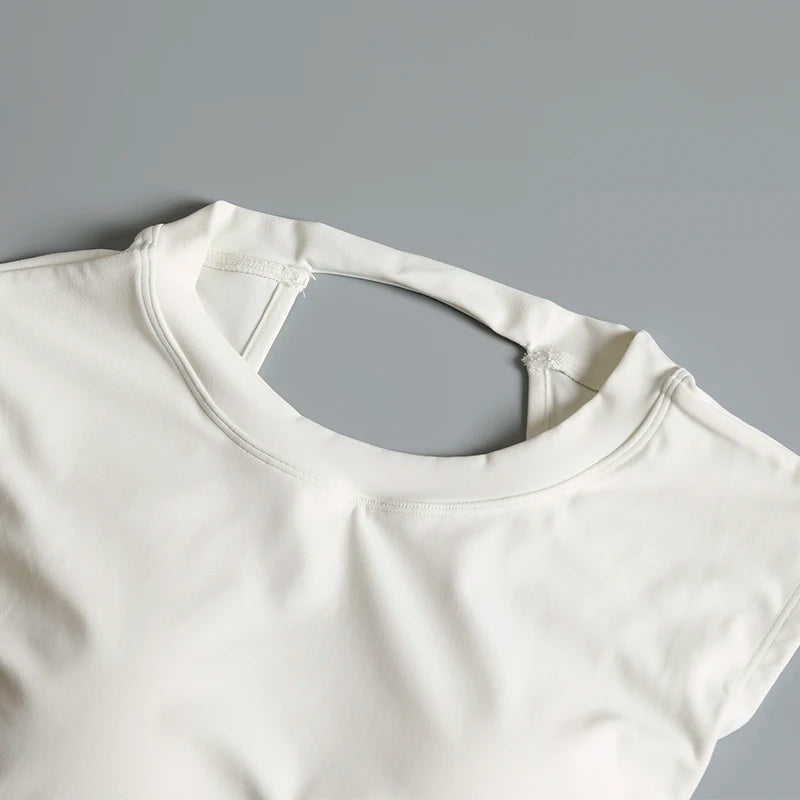 Sexy Short Backless Fixed Chest Pad Sports T-shirt Vest Women's Tight Fitting Quick Drying Slimming Yoga Suit Top Clothing