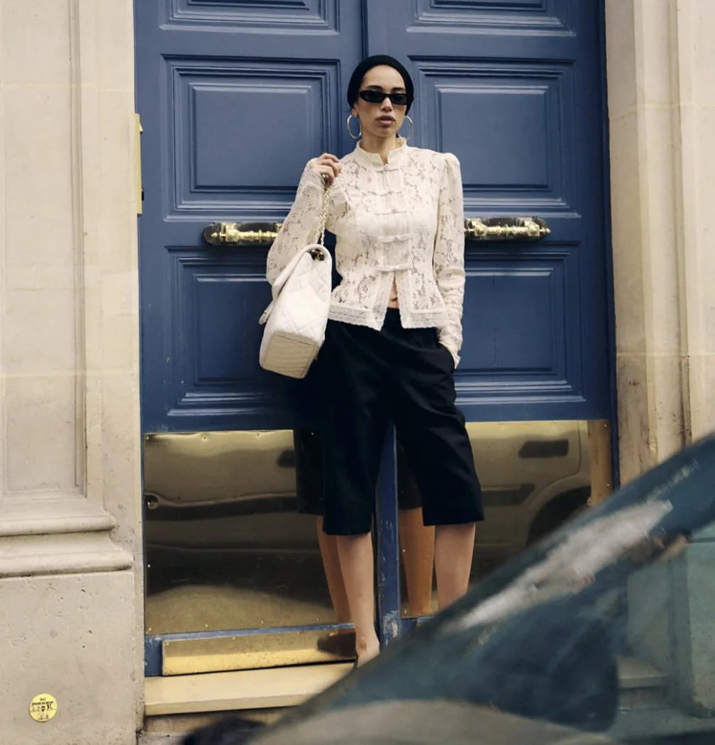 Tossy Summer Lace Printed Shirts Tops Female Hollow Out Fashion Commute Vintage See-Through Blouse Women's Lace Shrug Shirts New