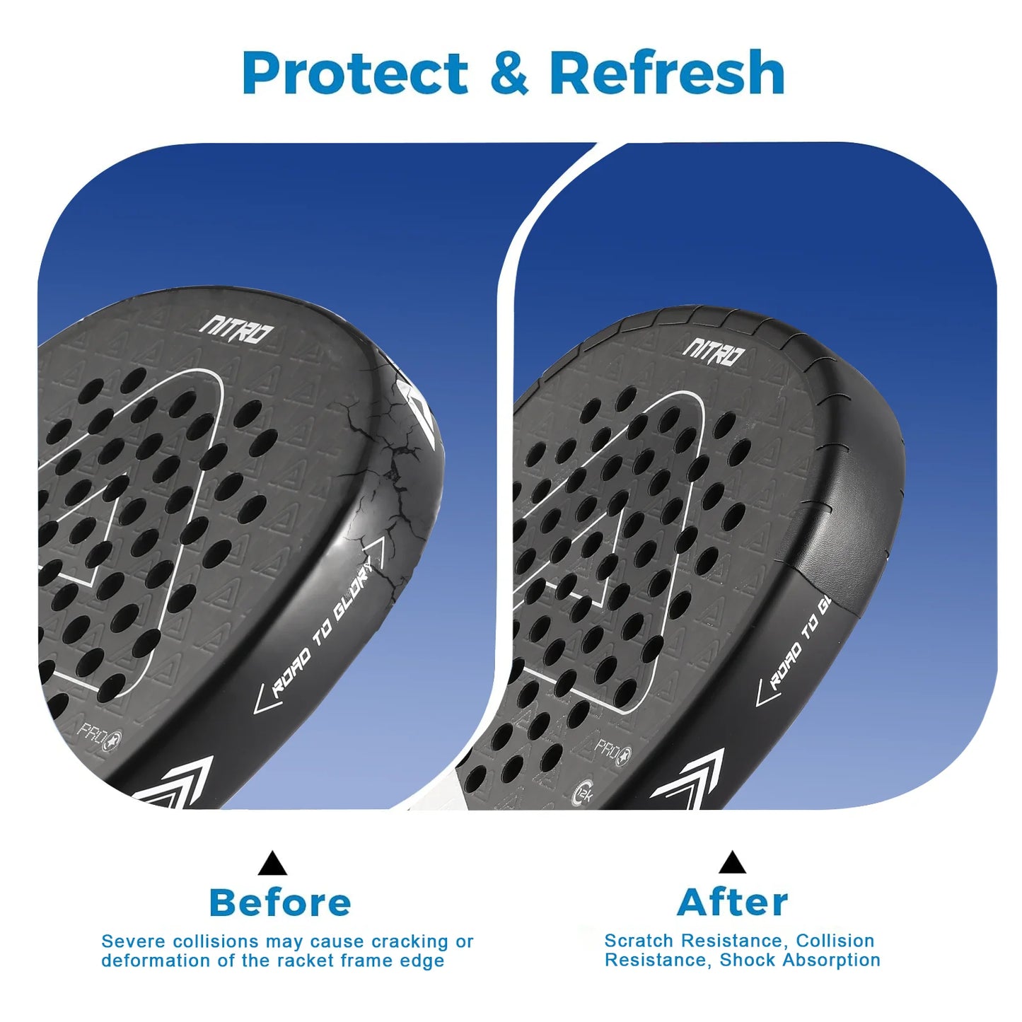 AMA SPORT Padel Racket Protection Tape Pack of 1/2/6 Edge Protector Durable & Easy to Replace Transparent Padel Protector