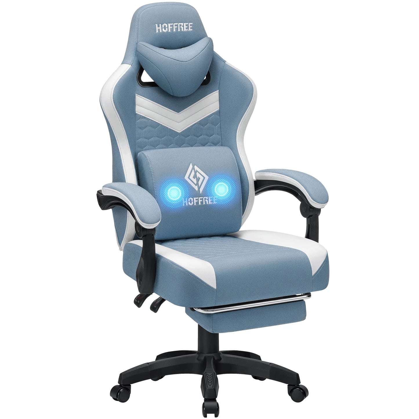 Ergonomic Office Chair With Footrest Lumbar Cushion Bluetooth Speaker 2-Point Massage Height Adjustable Gaming Racing Chair Sofa