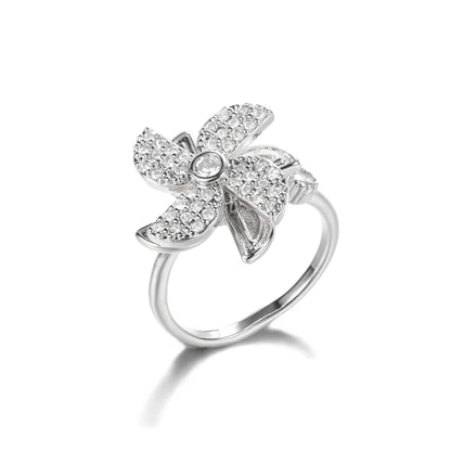 Four Clover Flower Ring Metal With 18K Gold Plating Fidget Anti Stress