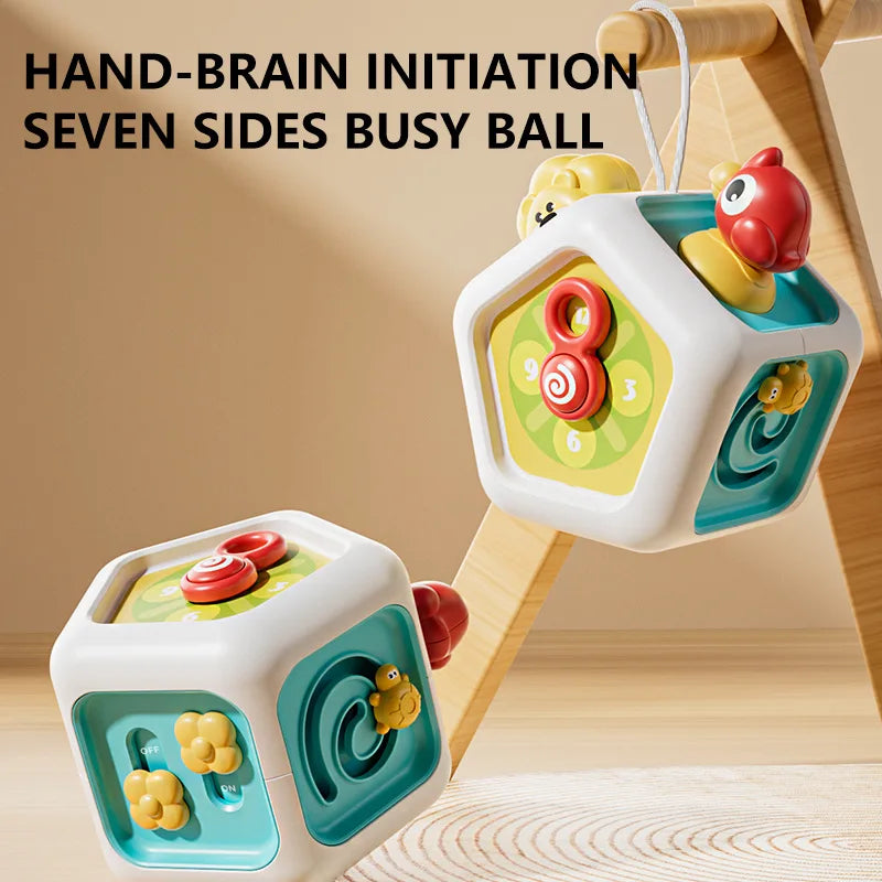 Baby Busy Board Cube Montessori Sensory Toys for Toddler Educational Learning Activities Travel Toy Lock Box Fine Motor Skill
