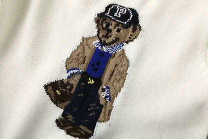 Pullover Sweater Bear Print Women Cashmere Cotton Knit