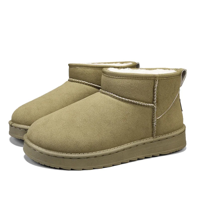 Men's Snow Boots Suede Leather Mid-Calf Slip-On 36-45