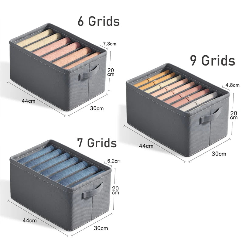 Thickened Pants Storage Box Foldable 9/7/6 Grids Organizer for Jeans Sweatshirt Shirt Wardrobe Organizers of Cabinets and Drawer