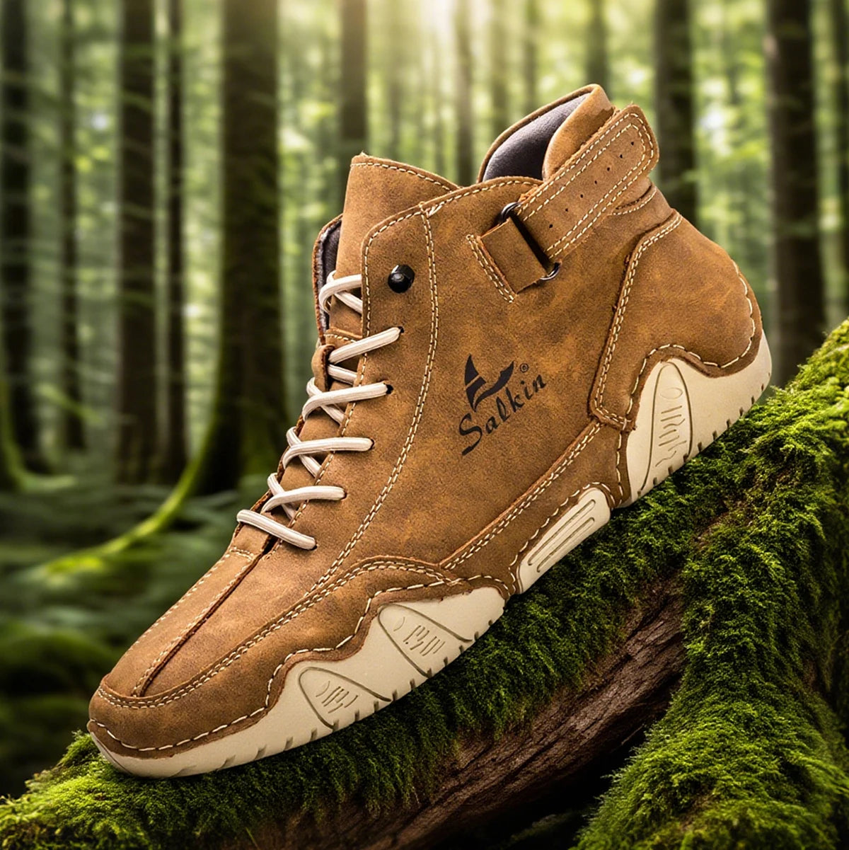 Handmade Outdoor Men Boots Men Casual Leather Shoes Autumn Retro Breathable Casual Men's Sneakers White Lace Up Ankle Boots