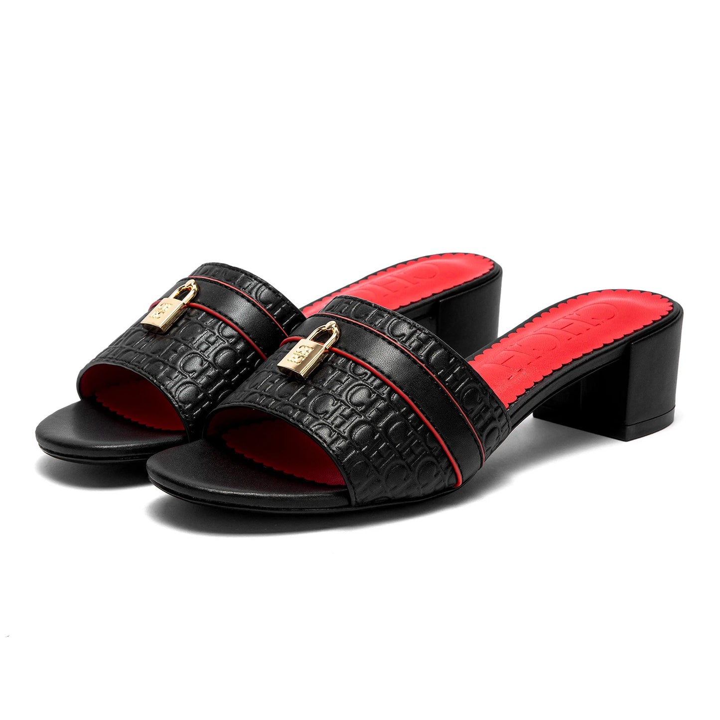 CHCH Women's Heels Sandals Low Block Chunky Heeled Sandals Slide Sandals Slip on Comfortable Casual Pumps Shoes 5cm