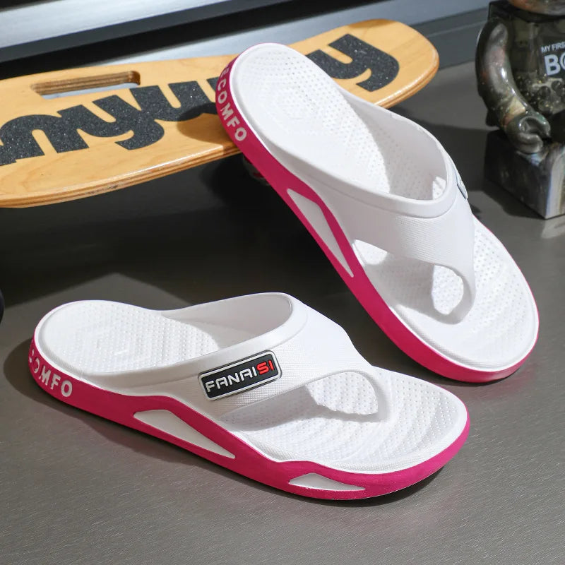 Men's Summer Flip Flops Black PVC Insole Outdoor Beach Sandals